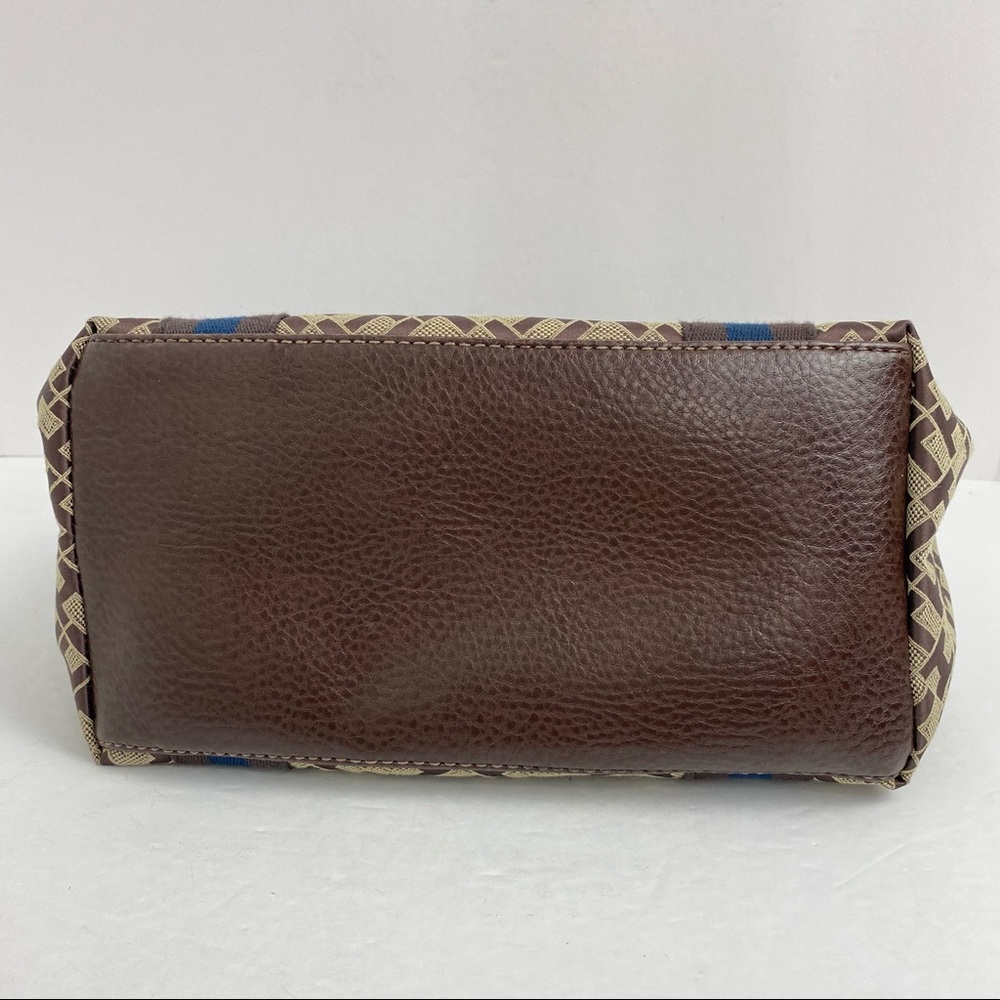 Tommy Hilfiger TH Signature Logo Brown Blue Handbag Purse Y2K - Picture 4 of 8